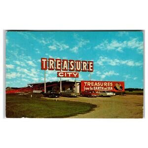 Vintage Treasure City Stores Roadside Attraction Postcard Manistique MI Royalton